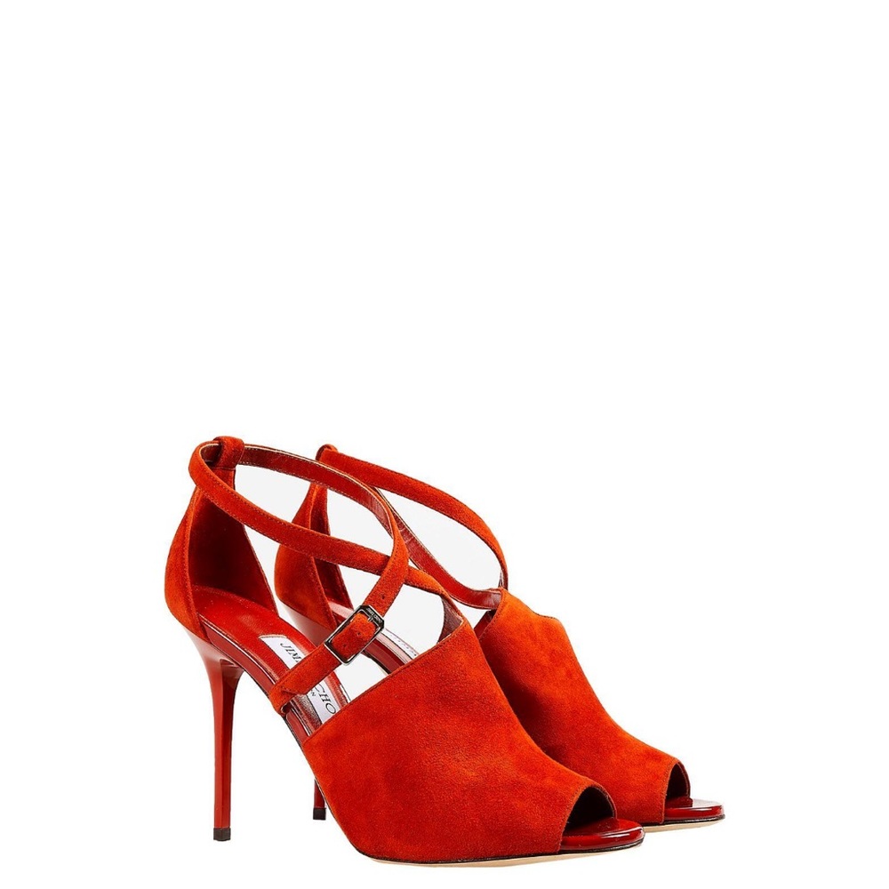 Jimmy Choo Rust Orange high heel sandal, suede, size 8
